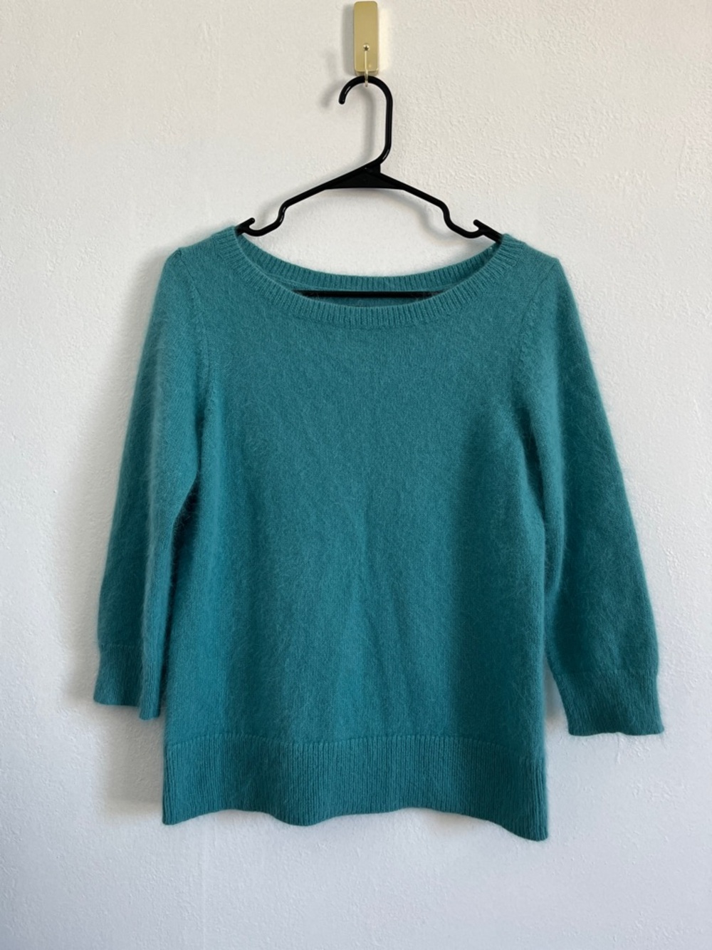 Ann Taylor Teal Scoop Neck Cozy Knit Rabbit Hair Sweater Size Medium